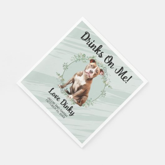 Serviette En Papier Bois Sur Moi ! Pitbull Chien mariage animal (Coin)
