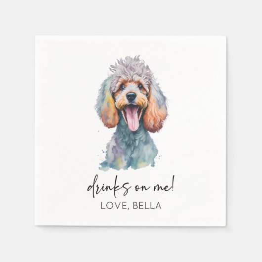 Serviette En Papier Bois Sur Moi ! Poodle chien Mariage animal de comp (Devant)