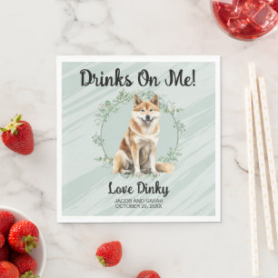 Serviette En Papier Bois sur moi ! Réception De Mariage Akita Inu