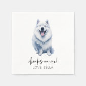Serviette En Papier Bois Sur Moi ! Samoyed Chien Mariage animal de com (Devant)