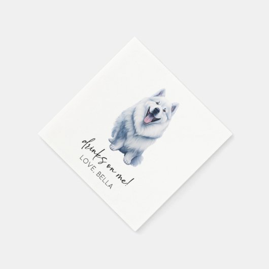 Serviette En Papier Bois Sur Moi ! Samoyed Chien Mariage animal de com (Coin)