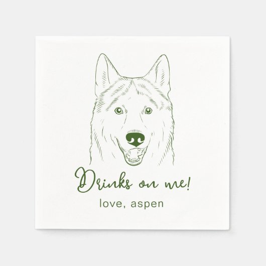 Serviette En Papier Bois sur moi ! Serviettes Mariage Husky (Devant)