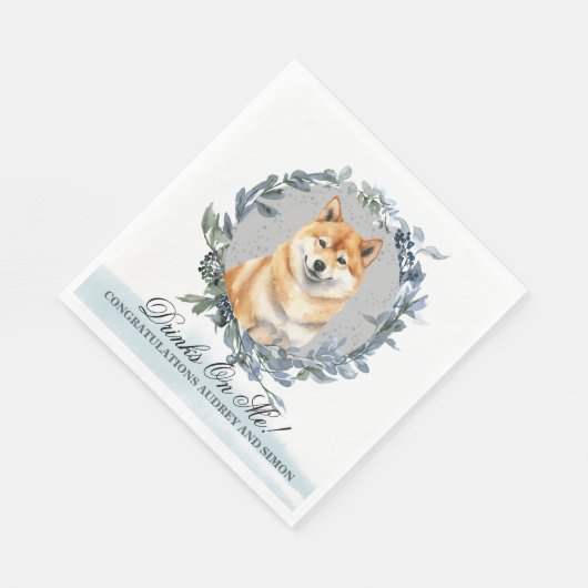 Serviette En Papier Bois Sur Moi ! Shiba inu Chien mariage animal (Coin)