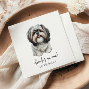 Serviette En Papier Bois Sur Moi ! Shih Tzu Chien Mariage animal de co