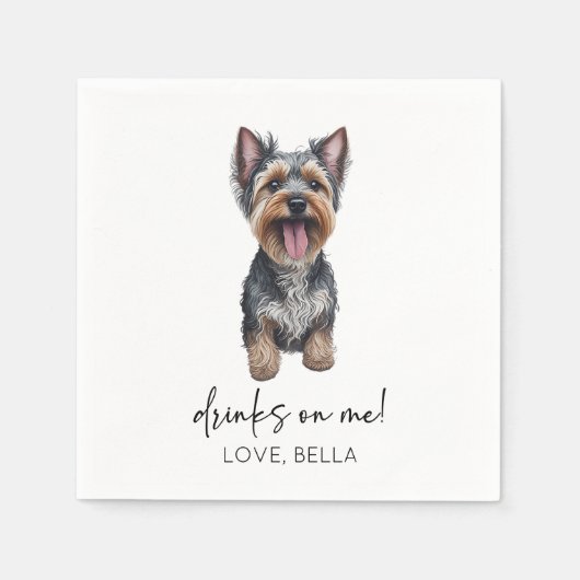 Serviette En Papier Bois Sur Moi ! Yorkshire Terrier Yorkie Chien Mari (Devant)