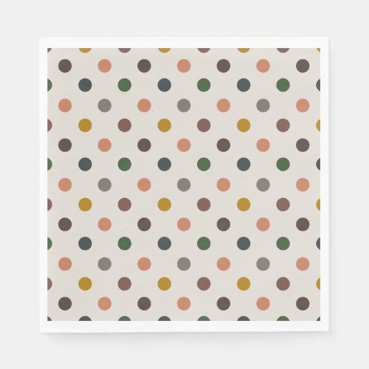Serviette En Papier Bois Tons Terre Clair Motif Points Design (Devant)