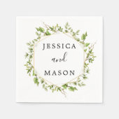 Serviette En Papier Bois vert Mariage Cocktail Napkin (Devant)