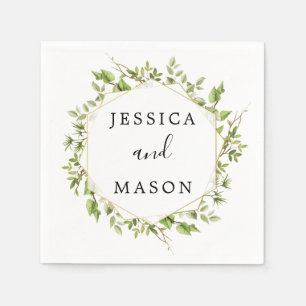 Serviette En Papier Bois vert Mariage Cocktail Napkin