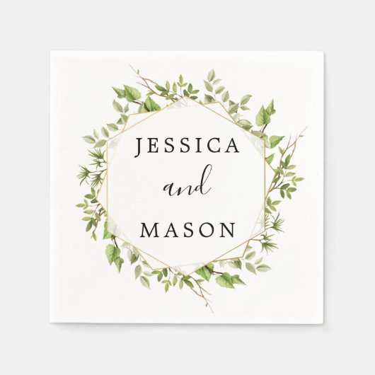 Serviette En Papier Bois vert Mariage Cocktail Napkin (Devant)