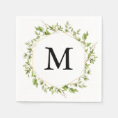 Serviette En Papier Bois vert Monogramme Cocktail Napkin (Devant)