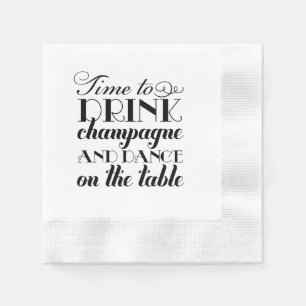 Serviette En Papier Boisson Champagne Classique Mariage Danse Noir