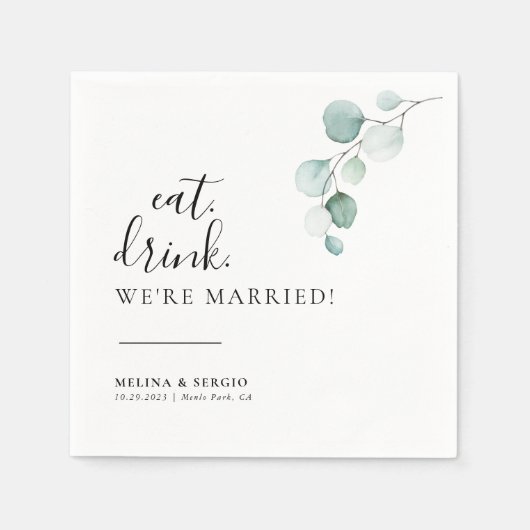 Serviette En Papier Boisson classique Nous sommes mariés Mariage (Devant)