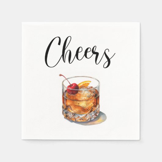 Serviette En Papier Boisson Cocktail Old Fashioned Cheers (Devant)