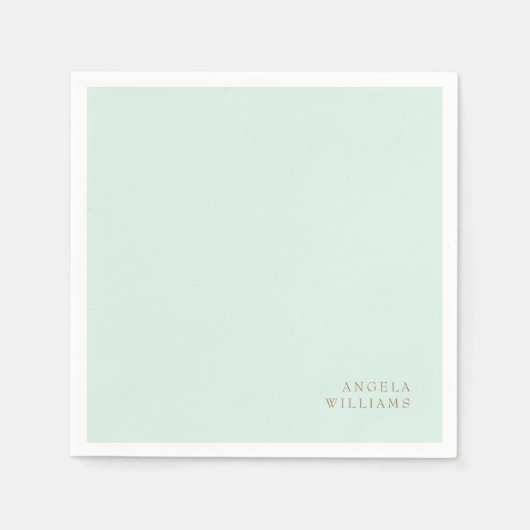 Serviette En Papier Boisson Cocktail Texte Or Personnalisé Menthe (Devant)