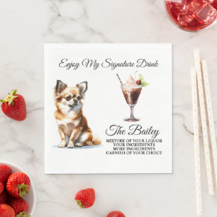 Serviette En Papier Boisson de signature de Chihuahua Mariage Animal d
