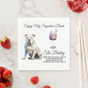 Serviette En Papier Boisson distinctive Bouledogue américain Mariage A