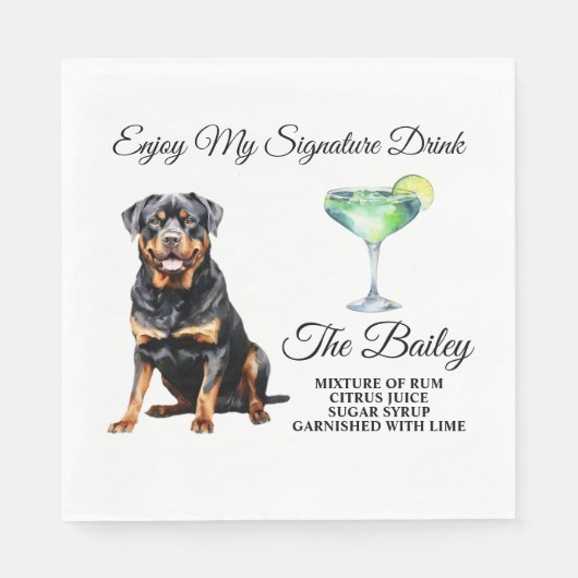 Serviette En Papier Boisson Mariage Rottweiler (Devant)