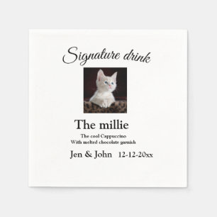 Serviette En Papier Boisson signature ajouter photo de l'animal nom da