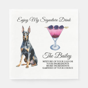 Serviette En Papier Boisson Signature de Mariage Doberman Pincher