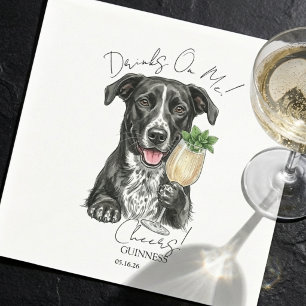 Serviette En Papier Boisson Signature Portrait de Chien Dessiné à la M