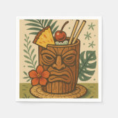 Serviette En Papier Boisson Tiki Rétro Tropicale Anniversaire Luau Haw (Devant)