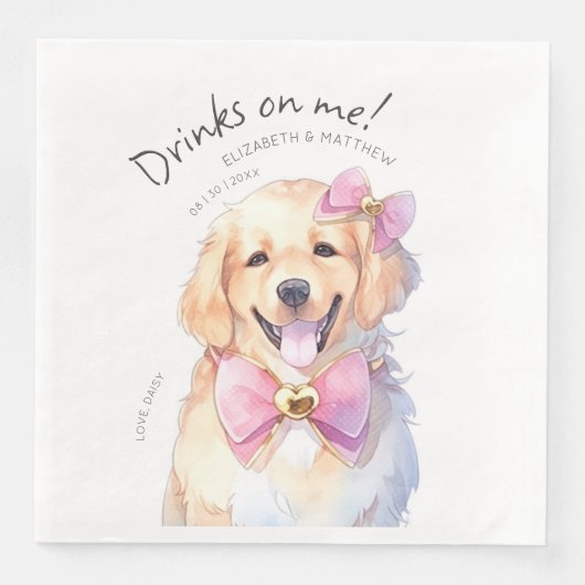 Serviette En Papier Boissons aux frais de Goldie Aquarelle Amusant Chi (Devant)