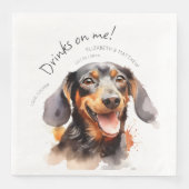 Serviette En Papier Boissons aux miennes Eau de teckel aquarelle chien (Devant)