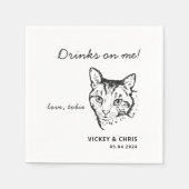 Serviette En Papier Boissons Cute Chat Sur Moi Mariage Animaux (Devant)