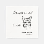 Serviette En Papier Boissons De Chat Mignonnes Sur Moi Mariage (Devant)