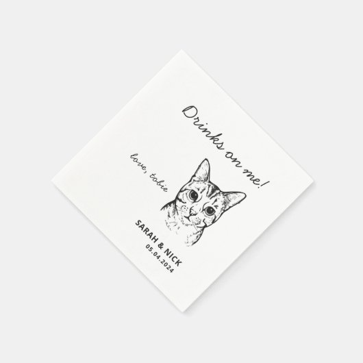 Serviette En Papier Boissons De Chat Mignonnes Sur Moi Mariage (Coin)