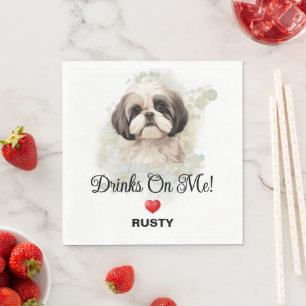 Serviette En Papier Boissons de mon mariage de Shih Tzu