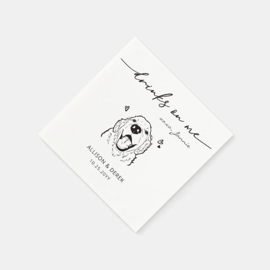 Serviette En Papier Boissons mignonnes sur moi Golden Retriever Mariag (Coin)