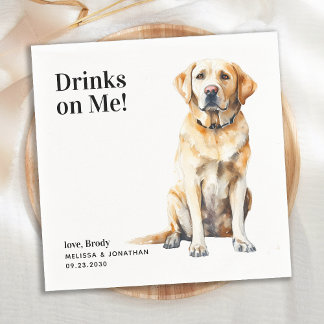 Serviette En Papier Boissons Mignonnes Sur Moi Jaune Mariage de chien