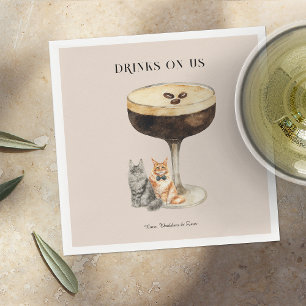 Serviette En Papier Boissons Offertes Mariage de Chat Mignon