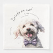 Serviette En Papier Boissons Offertes par Moi Aquarelle de Caniche Drô (Devant)