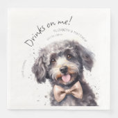 Serviette En Papier Boissons Offertes par Moi Aquarelle de Caniche Drô (Devant)