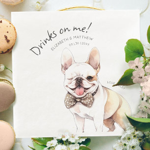 Serviette En Papier Boissons Offertes par Moi Bulldog Français Aquarel