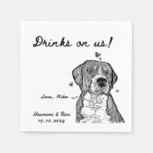 Serviette En Papier Boissons Offertes Personnalisé Chien Simple Mariag (Devant)