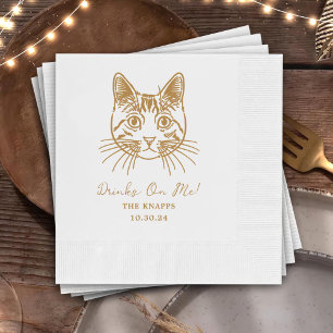 Serviette En Papier Boissons Offertes Personnalisées Chat Dessiné Mari