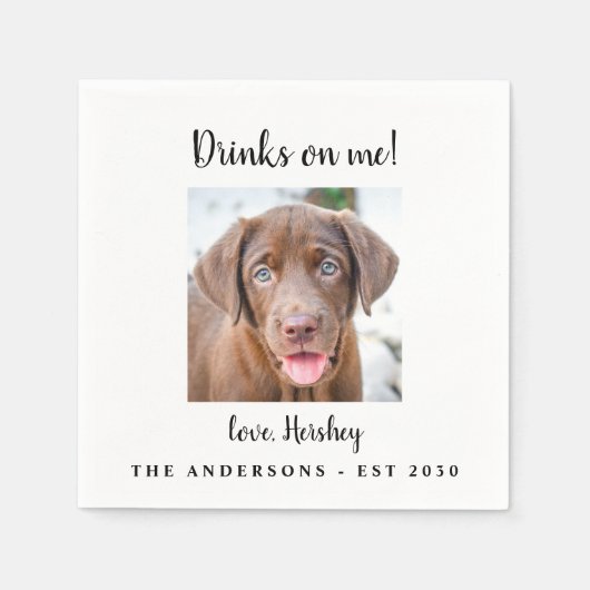Serviette En Papier Boissons Photo Personnalisées Modernes Sur Moi Chi (Devant)