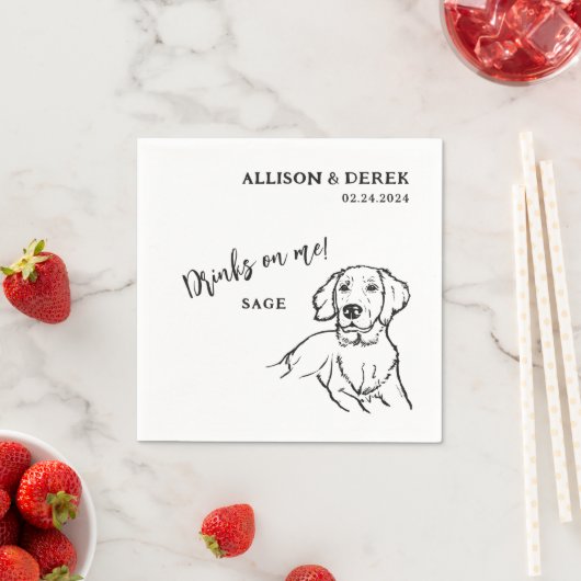 Serviette En Papier Boissons simples sur moi Golden Retriever Mariage  (En situation)