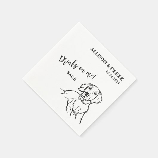 Serviette En Papier Boissons simples sur moi Golden Retriever Mariage  (Coin)