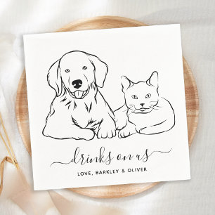 Serviette En Papier Boissons simples sur nous Minimal Chien Chat Maria