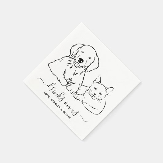 Serviette En Papier Boissons simples sur nous Minimal Chien Chat Maria (Coin)