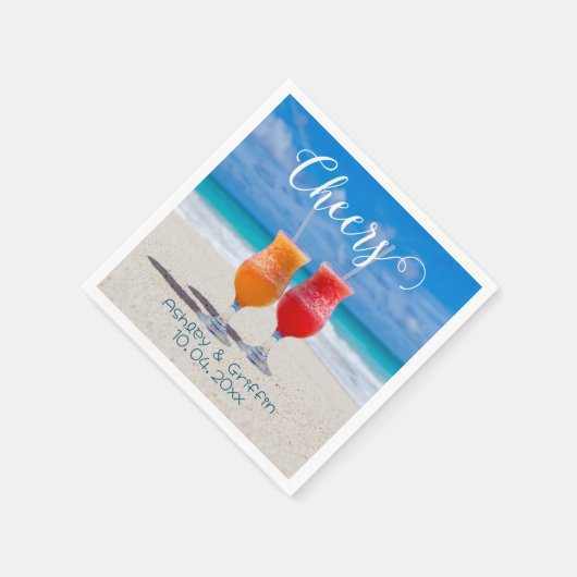 Serviette En Papier Boissons sur la plage Bon Voyage Nouveaux mariés (Coin)
