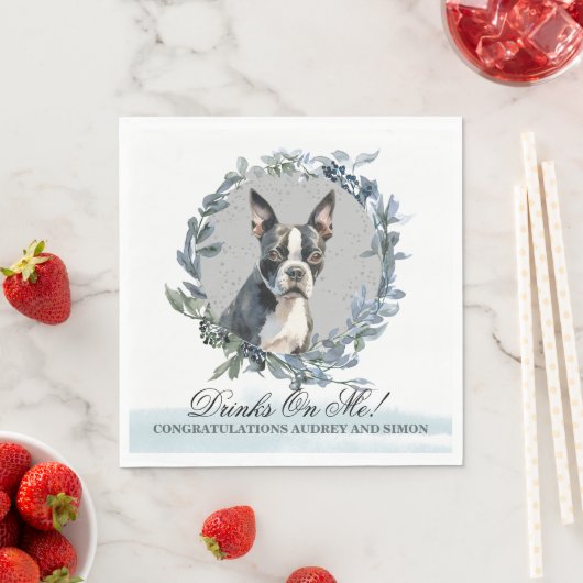 Serviette En Papier Boissons sur Me Boston Terrier Pet Mariage (En situation)