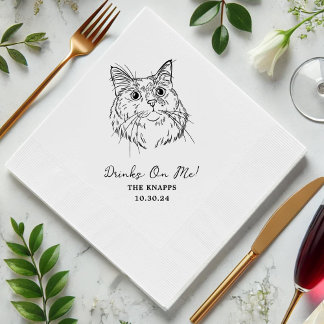 Serviette En Papier Boissons Sur Moi Chat Personnalisé Tirée Mariage