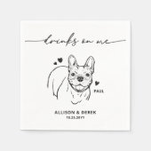 Serviette En Papier Boissons sur moi Chien Français Bulldog Mariage pe (Devant)