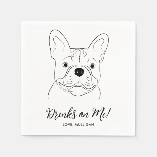 Serviette En Papier Boissons sur moi Custom French Bulldog Mariage (Devant)