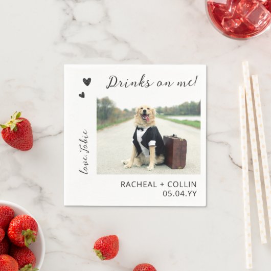 Serviette En Papier Boissons sur moi Custom Pet Photo Réception Cockta (En situation)